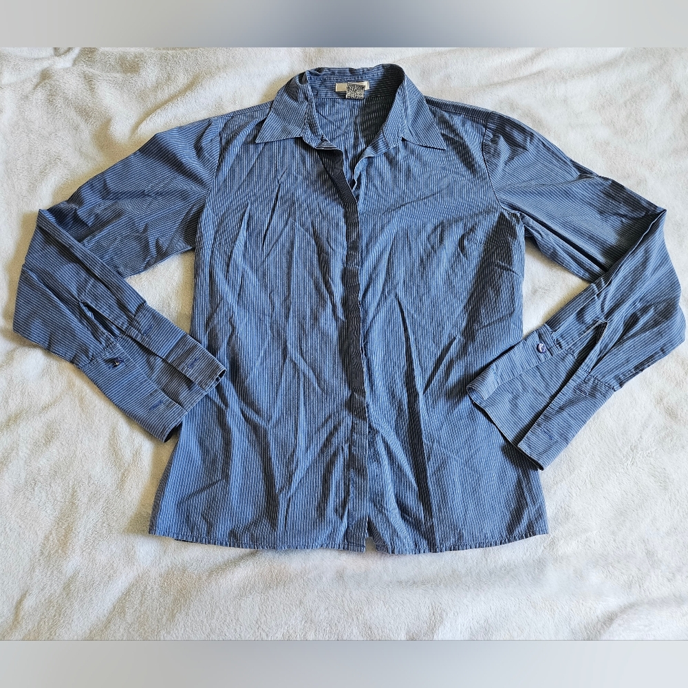 Blue Striped Button-Up Shirt